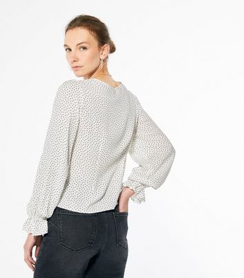 New Look White Spot Square Neck Blouse